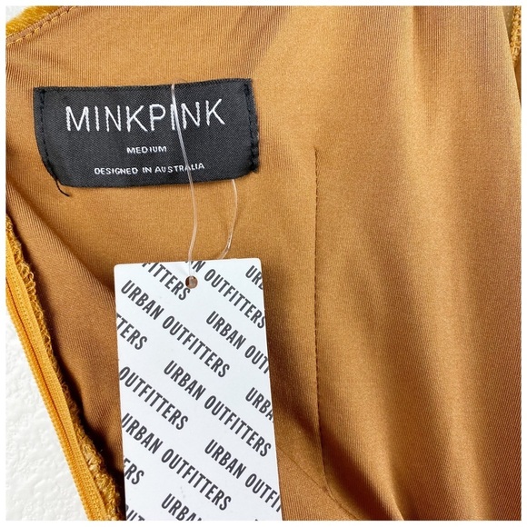 NWT MinkPink Meknes Gold Velvet Ruched Mini Dress Size Medium - Picture 10 of 13